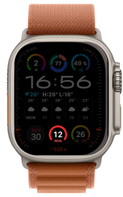 Apple Watch Ultra mit Schmuddelwetter-Komplikationen